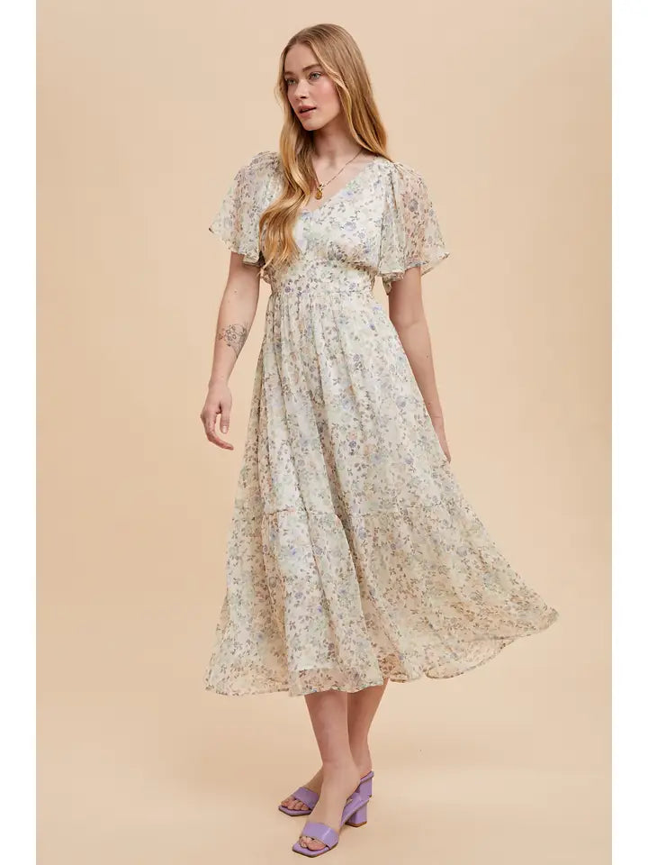 【ご予約】❀ℳ's Gracy❀ Chiffon Flower Dress Grace Floral Chiffon V Neck Dress – Miss Priss Clothing Boutique