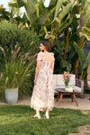 Juliette Smocked Pink Floral Midi Dress with Ruffled Mesh