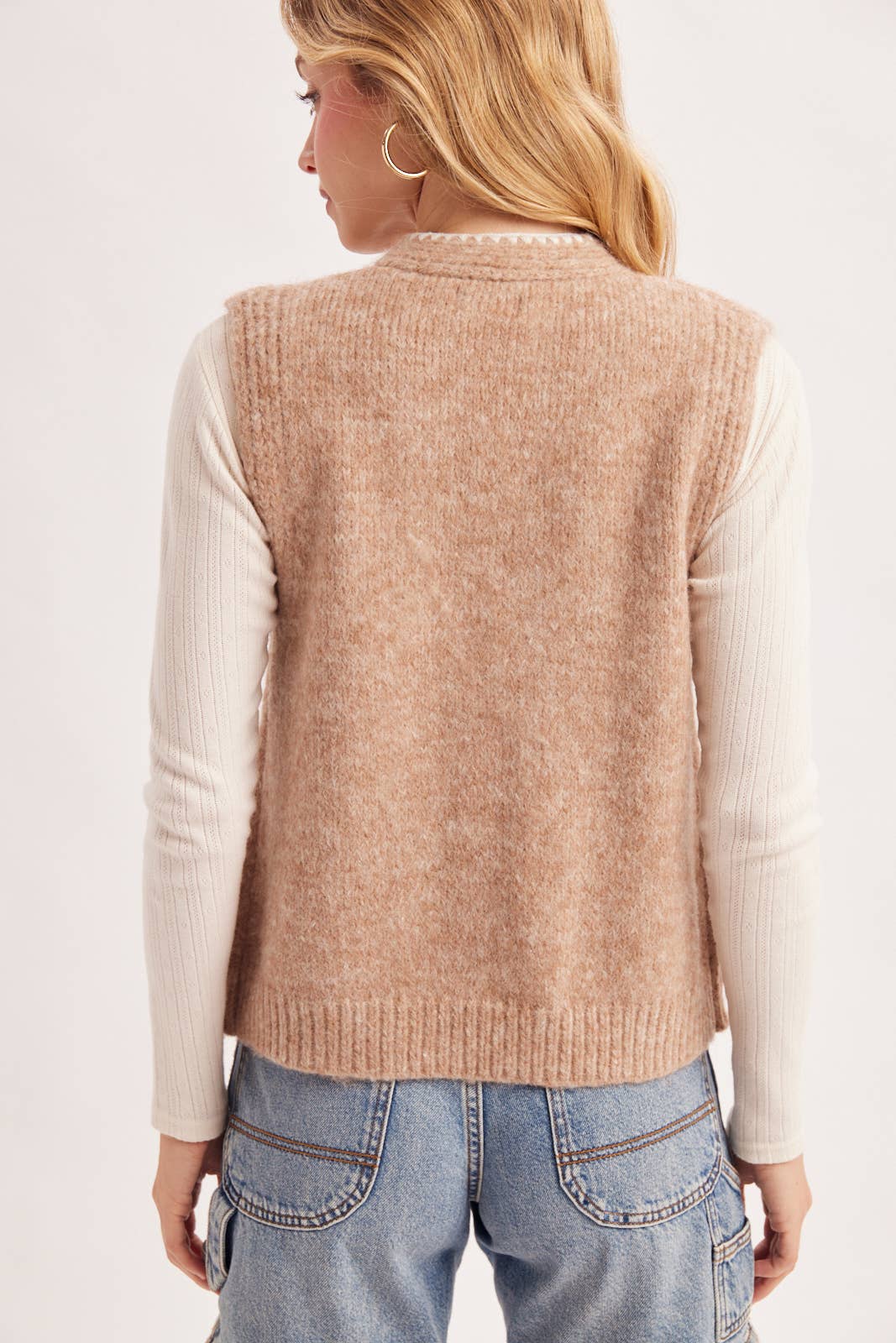 Vintage Embroidered Self-Tie Front Knit Vest