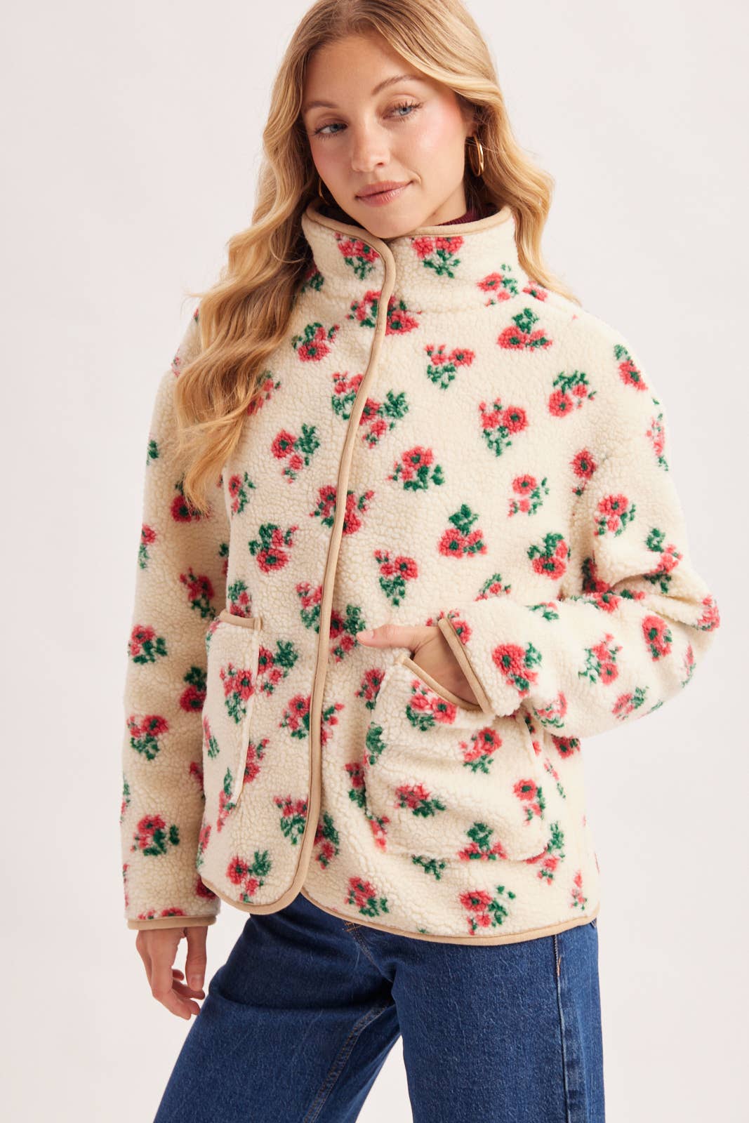 Wildflower Woods Floral Sherpa Fleece Jacket