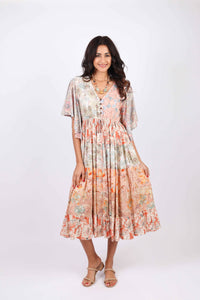 Camry's Flutter Sleeve Daydreamer Blossom Patchwork Dress