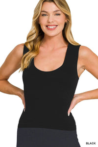 Black Seamless Cropped Tank Top With Built In Bra