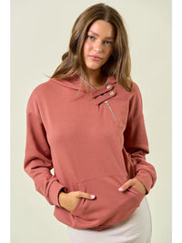 Kaylie Half Zip Hoodie in Rust