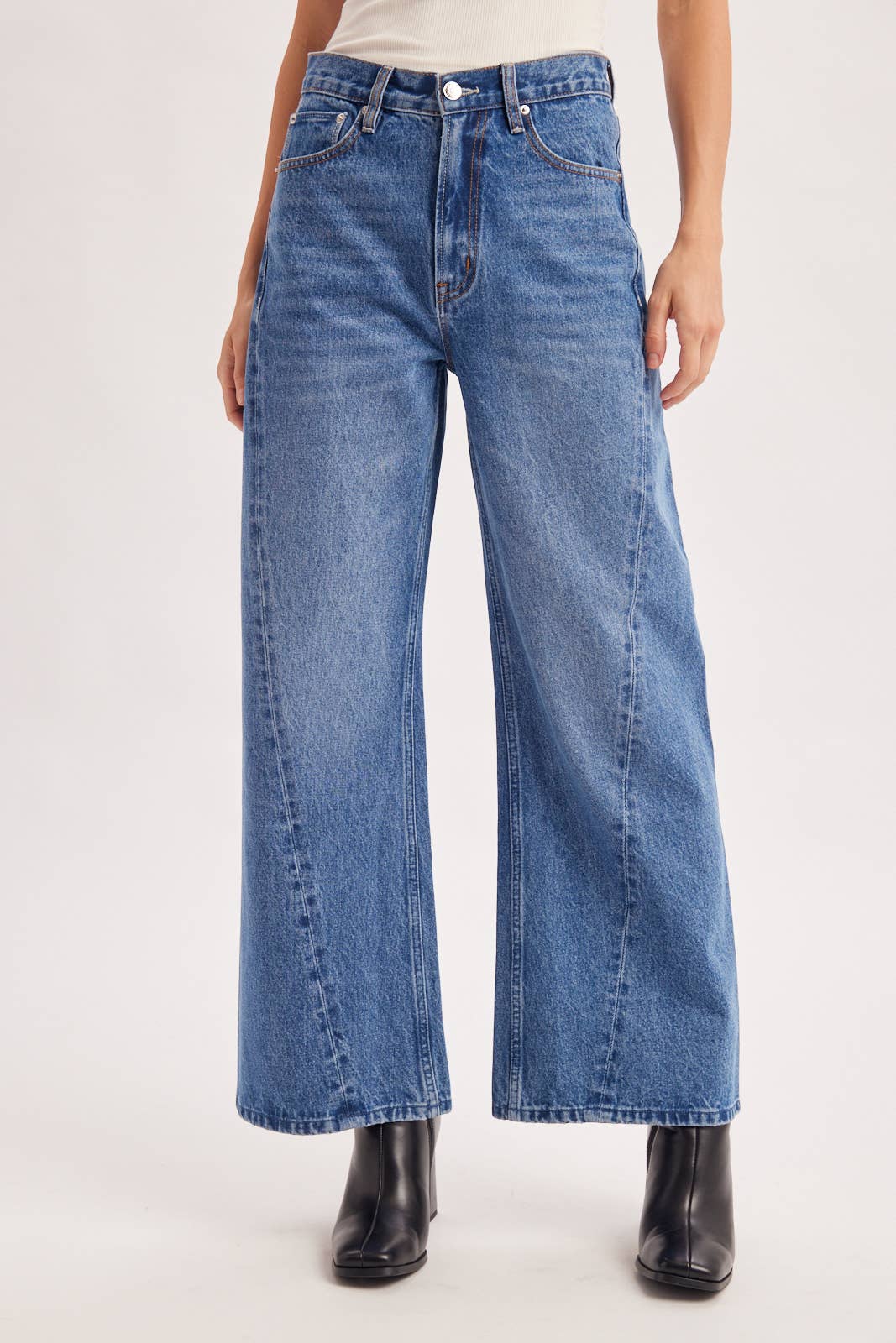Vintage High Waisted Seam Front Wide Leg Trouser