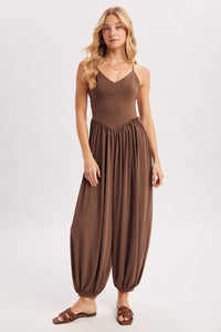 Satin Drape Backless Romper