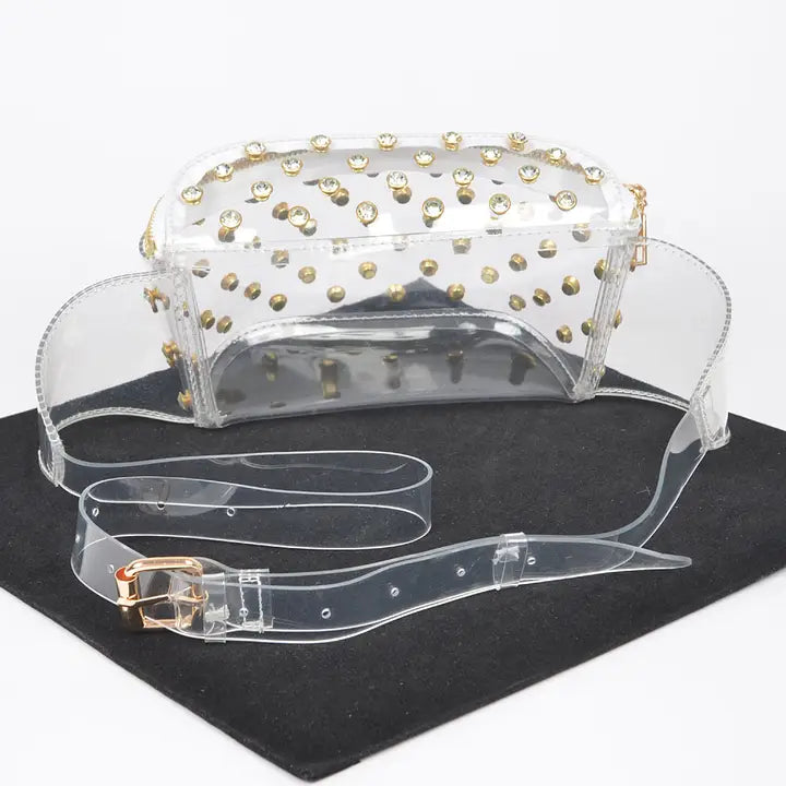 Transparent Rhinestone Studded Fanny Pack