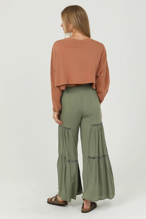 Wide Leg Lace Inset Pants