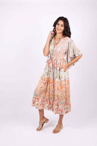 Camry's Flutter Sleeve Daydreamer Blossom Patchwork Dress