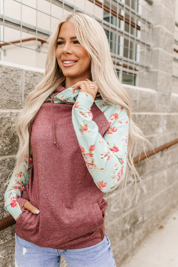 Ampersand Avenue DoubleHood Sweatshirt Don t Stop Be Leafing Xs