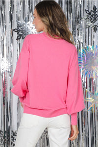 Pink Sequin Tree Sweater