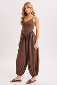 Satin Drape Backless Romper