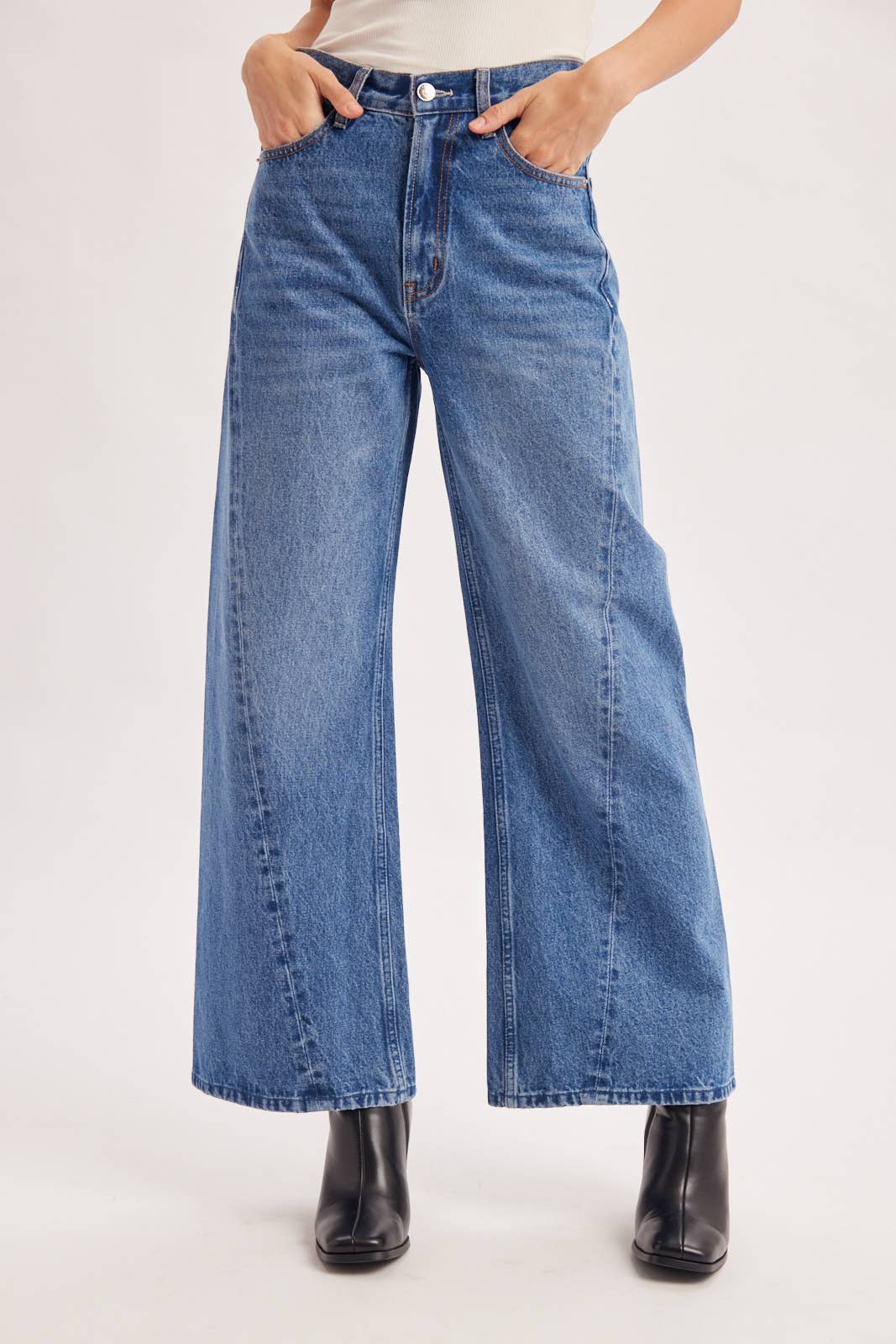 Vintage High Waisted Seam Front Wide Leg Trouser