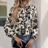 Elegant Floral Print Blouse with Pintuck Detail