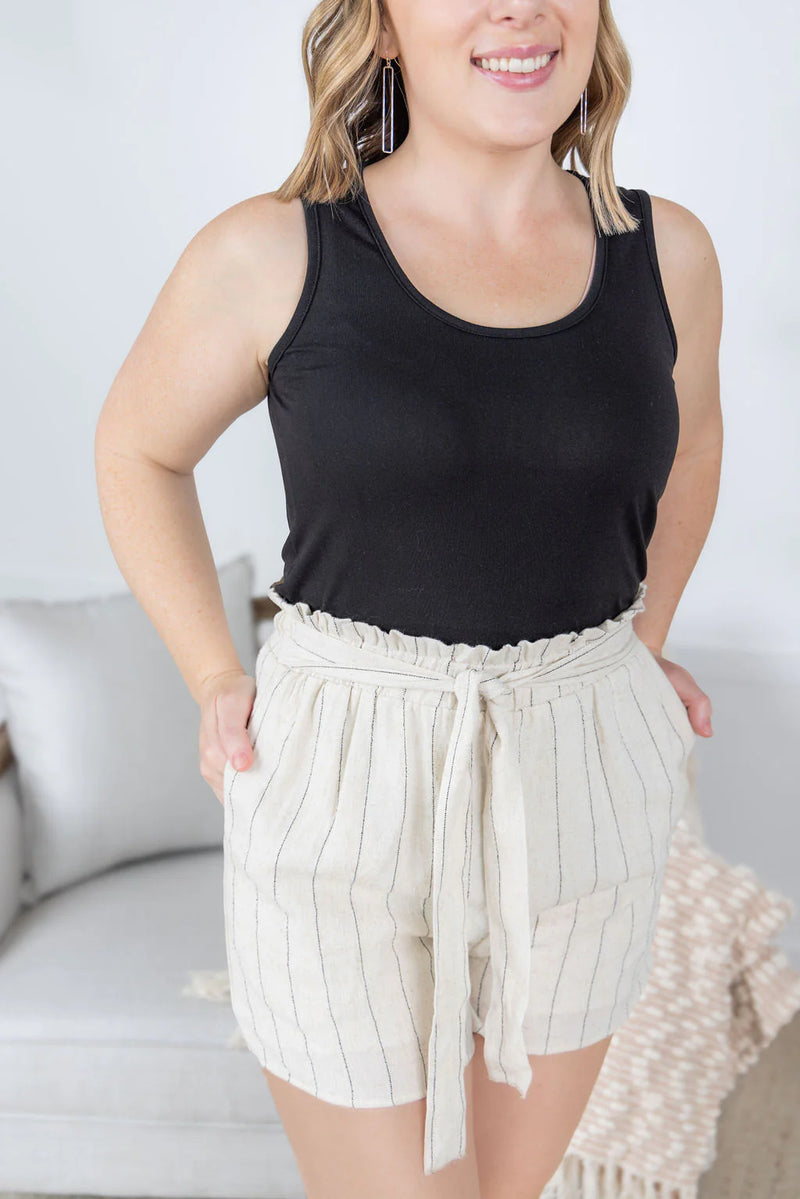 Nikki Linen Striped Shorts