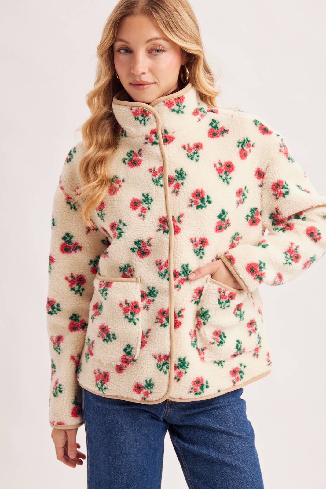 Wildflower Woods Floral Sherpa Fleece Jacket
