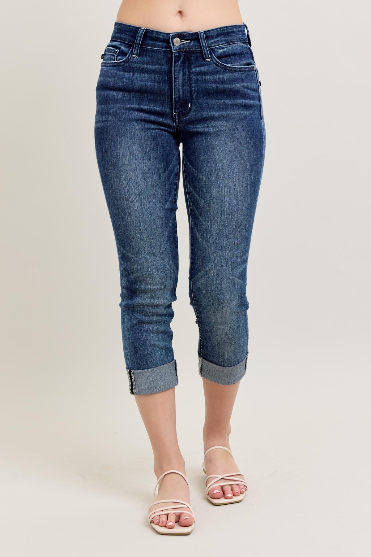 Judy Blue Dark Wash Cuffed Capri