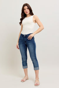 Judy Blue Dark Wash Cuffed Capri