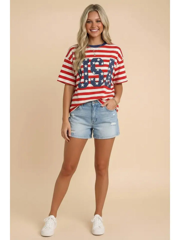 USA 250th Anniversary Commemorative Oversized Stripe Tee