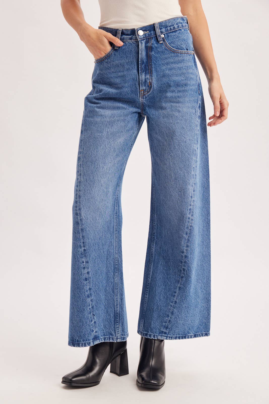 Vintage High Waisted Seam Front Wide Leg Trouser