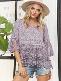 Angela's Lavender Delicate Lace Blouse