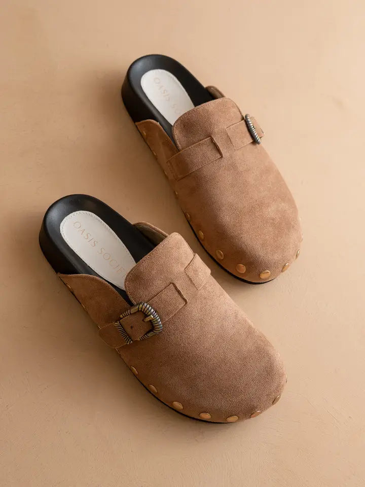 Toni Studded Clog in Latte