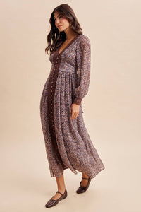 Lace Trim Floral Maxi Dress