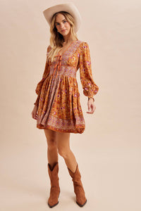 Long Sleeve Fall Boho Dress