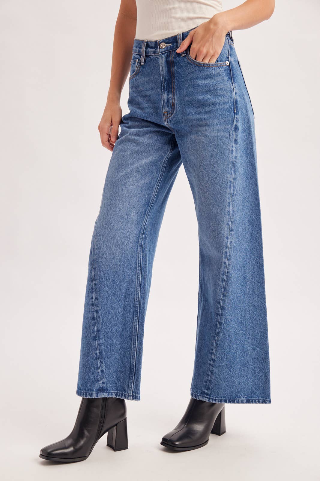 Vintage High Waisted Seam Front Wide Leg Trouser