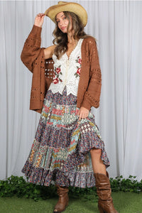Bohemian Floral Patchwork Skirt