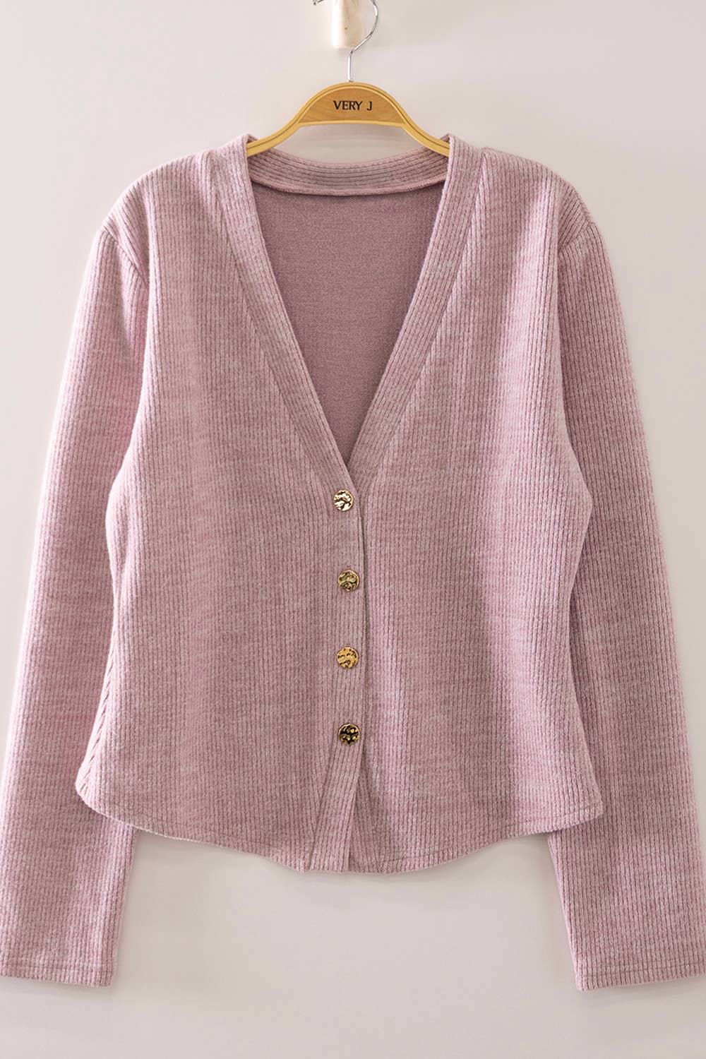 Soft Ribbed V-Neck Cardigan