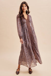 Lace Trim Floral Maxi Dress