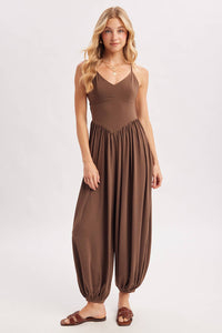 Satin Drape Backless Romper