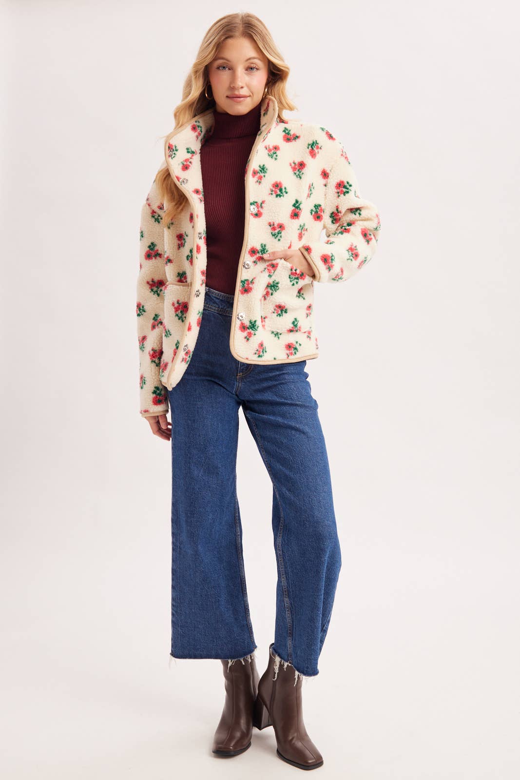 Wildflower Woods Floral Sherpa Fleece Jacket