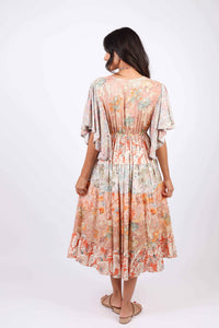 Camry's Flutter Sleeve Daydreamer Blossom Patchwork Dress