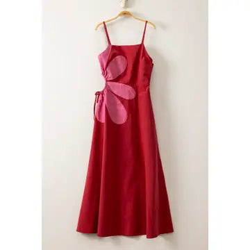 Floral Side Cutout Dress