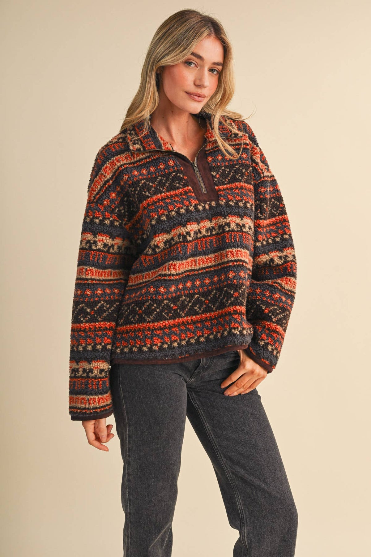 Sherpa Aztec Half Zip Pullover
