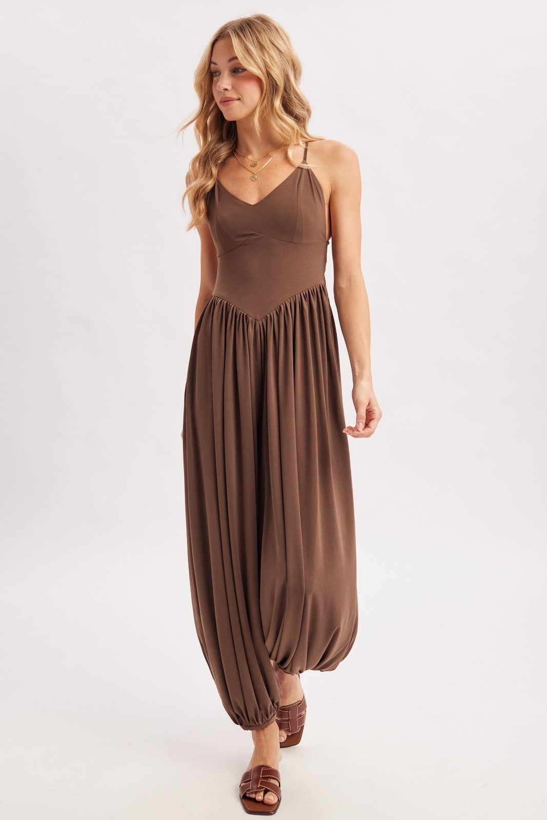 Satin Drape Backless Romper
