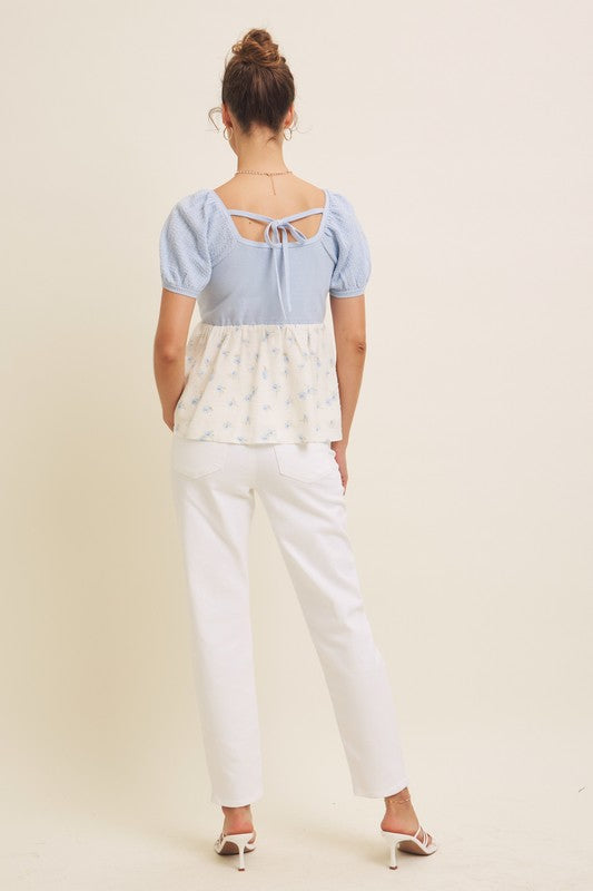 Annabelle Sweater Button-Down Babydoll Top