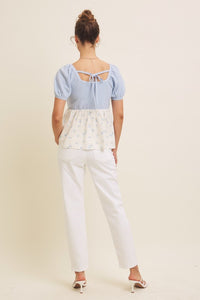 Annabelle Sweater Button-Down Babydoll Top