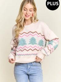 Plus Christmas Tree Sweater Knit Top