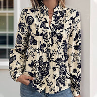 Elegant Floral Print Blouse with Pintuck Detail