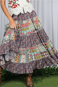 Bohemian Floral Patchwork Skirt