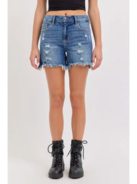 Cello Boyfriend Shorts with Frayed Hem