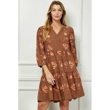 Grace Brown Bloom Floral Lace Dress