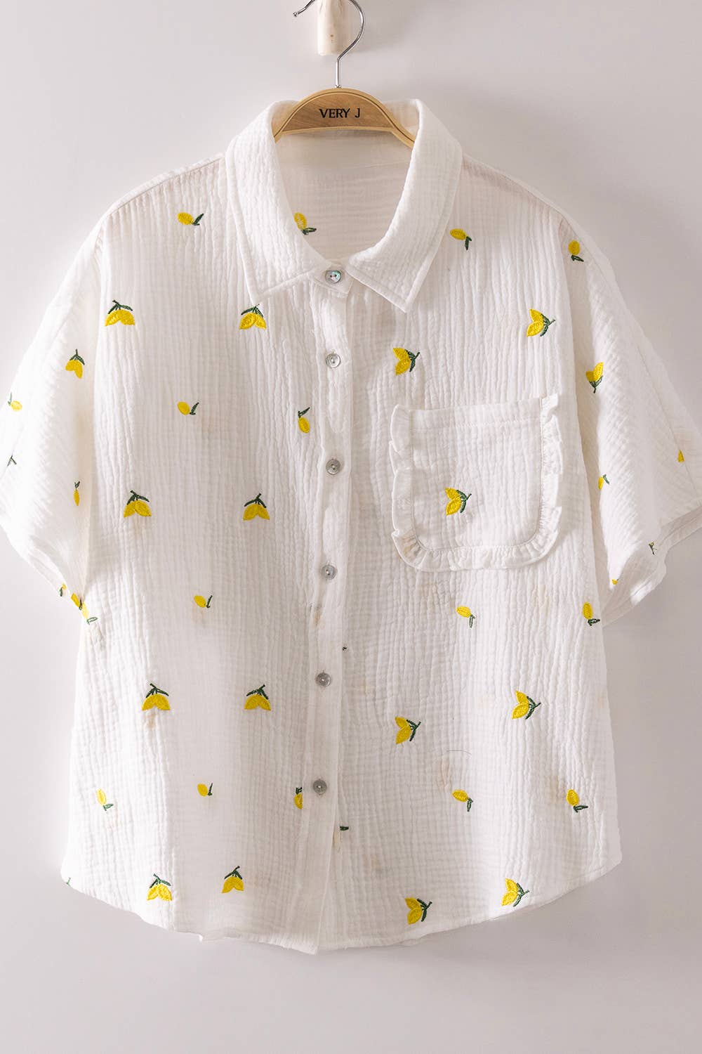 Haven's Fruit Embroidery Oversized Gauze Blouse