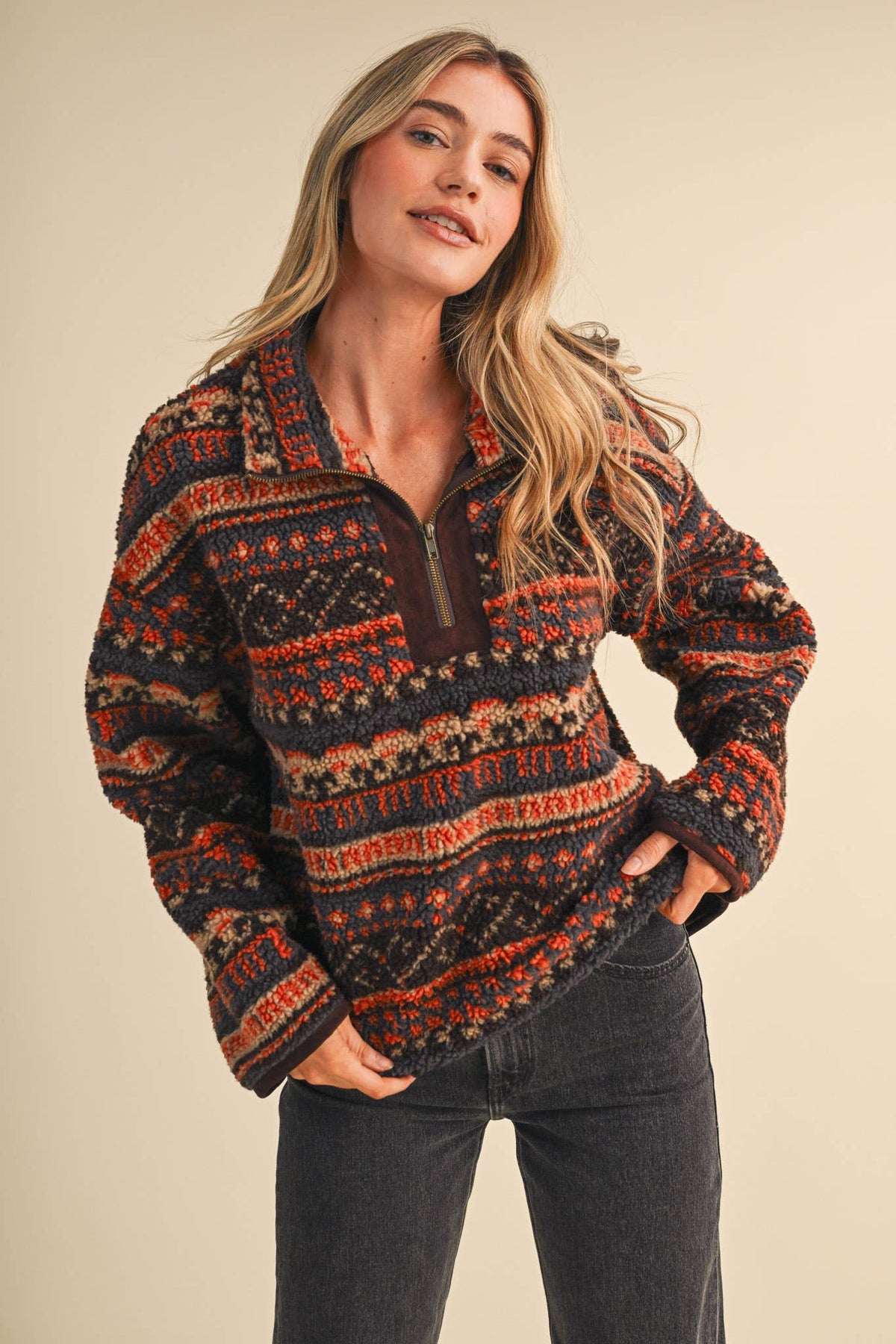 Sherpa Aztec Half Zip Pullover