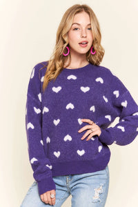 Purple Hearts Valentine's Sweater