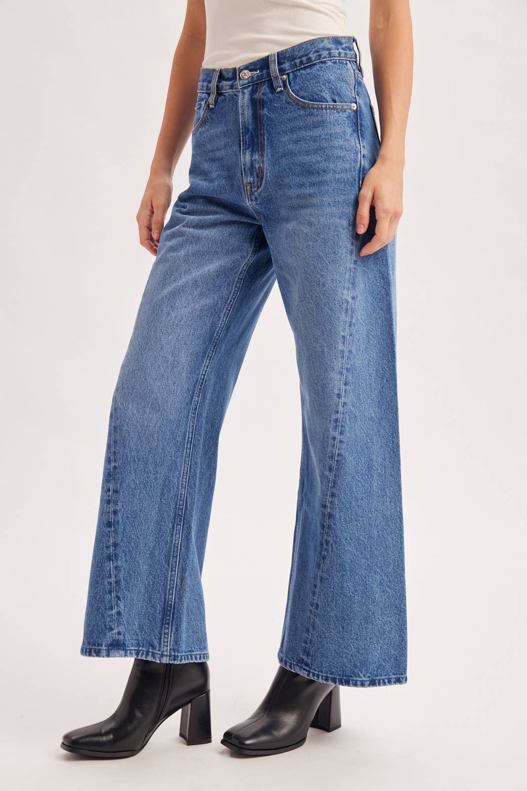 Vintage High Waisted Seam Front Wide Leg Trouser