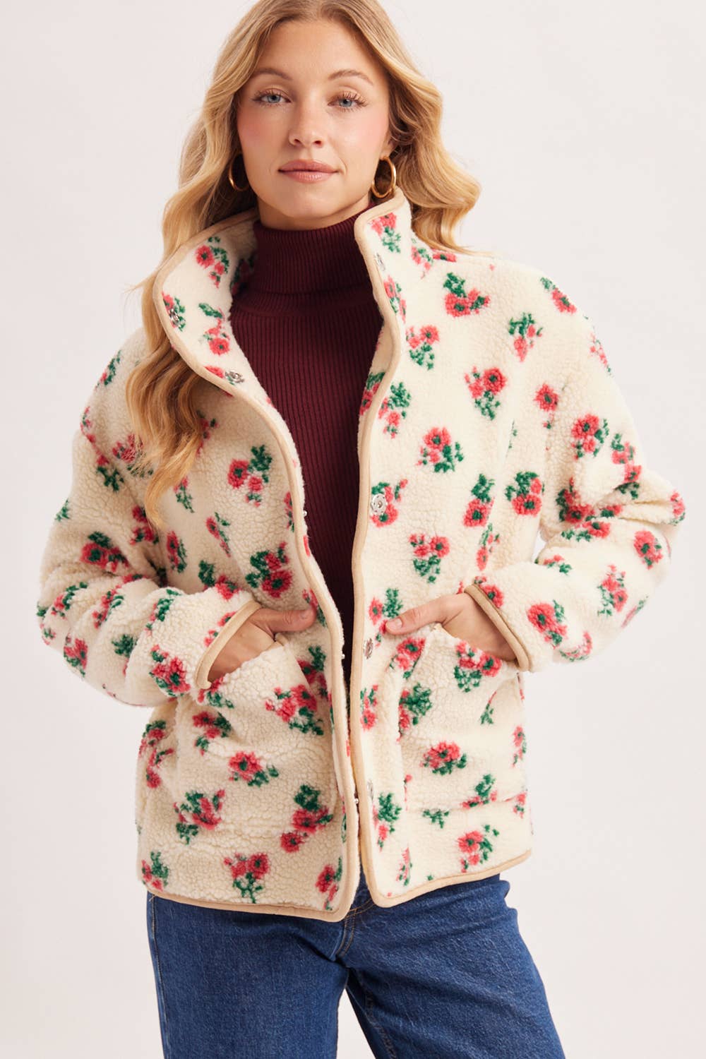 Wildflower Woods Floral Sherpa Fleece Jacket