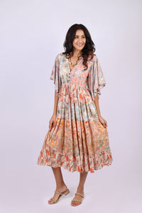 Camry's Flutter Sleeve Daydreamer Blossom Patchwork Dress